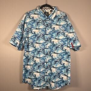 English Laundry Men’s Hawaiian 3X Blue Tropical Island Aloha Palms NWOT